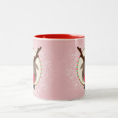 REINDEER CHRISTMAS niedliche rote Nase Rudolph Ros Zweifarbige Tasse (Mittel)