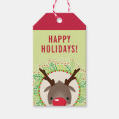 REINDEER CHRISTMAS niedliche rote Nase rudolph rot Geschenkanhänger (Vorderseite)