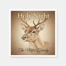Reindeer Christmas Paper Napkin Customizable Serviette