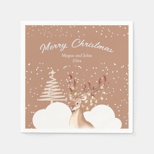 Reindeer Christmas Party Brown Serviette (Vorderseite)