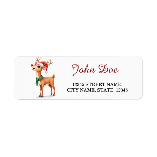Reindeer Christmas Return Address Labels (Vorne)