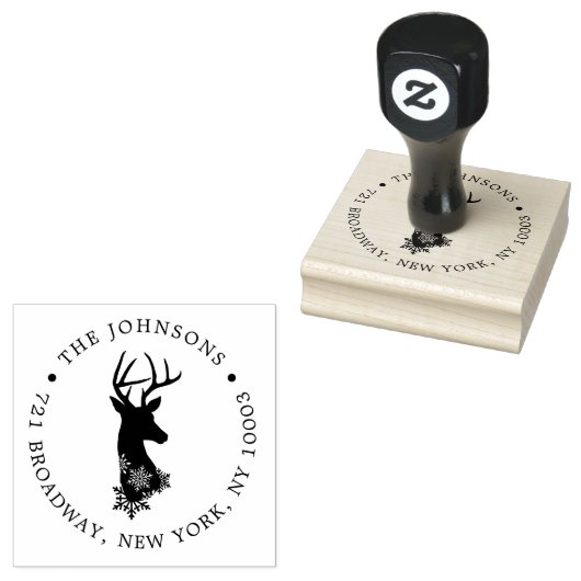 Reindeer Christmas Rücksendeadresse Holiday Theme Gummistempel (Stempel)
