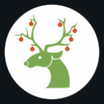 Reindeer Christmas Runder Aufkleber<br><div class="desc">Reindeer Christmas Sticker</div>
