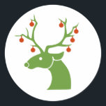 Reindeer Christmas Runder Aufkleber<br><div class="desc">Reindeer Christmas Sticker</div>
