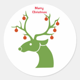 Reindeer Christmas Runder Aufkleber
