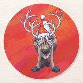 Reindeer Christmas Runder Pappuntersetzer (Vorderseite)
