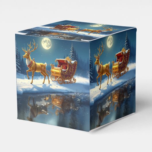 Reindeer Christmas Sleigh Holiday Favor Box Geschenkschachtel (Vorderseite)