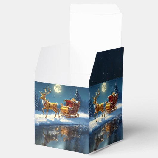 Reindeer Christmas Sleigh Holiday Favor Box Geschenkschachtel (Geöffnet)