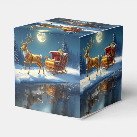 Reindeer Christmas Sleigh Holiday Favor Box Geschenkschachtel (Rückseite)