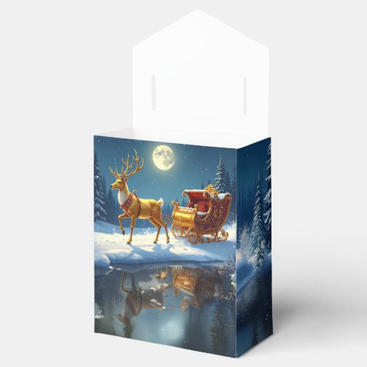 Reindeer Christmas Sleigh Holiday Favor Box Geschenkschachtel (Geöffnet)