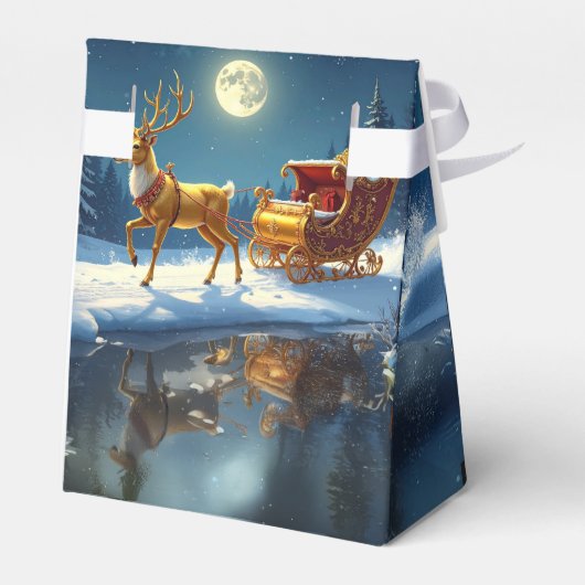 Reindeer Christmas Sleigh Holiday Favor Box Geschenkschachtel (Rückseite)