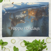 Reindeer Christmas Sleigh Holiday Geschirrtuch (Gefaltet)
