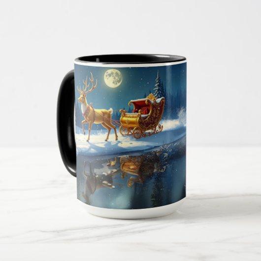Reindeer Christmas Sleigh Holiday Mug Tasse (Vorderseite Links)