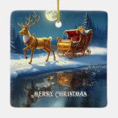 Reindeer Christmas Sleigh Holiday Ornament (Rückseite)