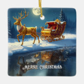 Reindeer Christmas Sleigh Holiday Ornament (Vorderseite)
