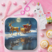 Reindeer Christmas Sleigh Holiday Pappteller (Party)