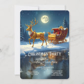 Reindeer Christmas Sleigh Holiday Party Invitation Einladung (Vorderseite)