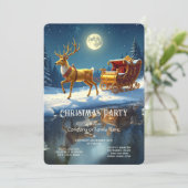 Reindeer Christmas Sleigh Holiday Party Invitation Einladung (Stehend Vorderseite)