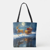 Reindeer Christmas Sleigh Holiday Tote Bag Tasche (Rückseite)