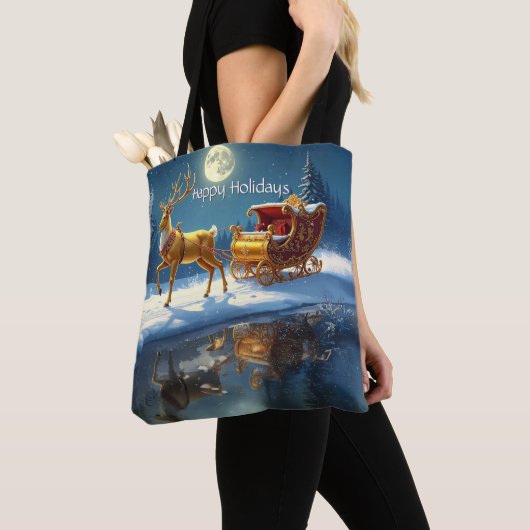 Reindeer Christmas Sleigh Holiday Tote Bag Tasche (Von Nahem)