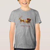 Reindeer Christmas Sleigh Holiday Tri-Blend Shirt (Vorderseite)