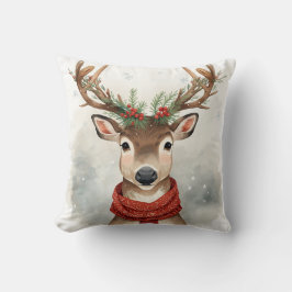 Reindeer Christmas Throw Pillow For Holiday Kissen
