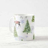 Reindeer Christmas Tree Pattern Kaffeetasse (Vorderseite Links)