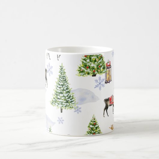 Reindeer Christmas Tree Pattern Kaffeetasse (Mittel)