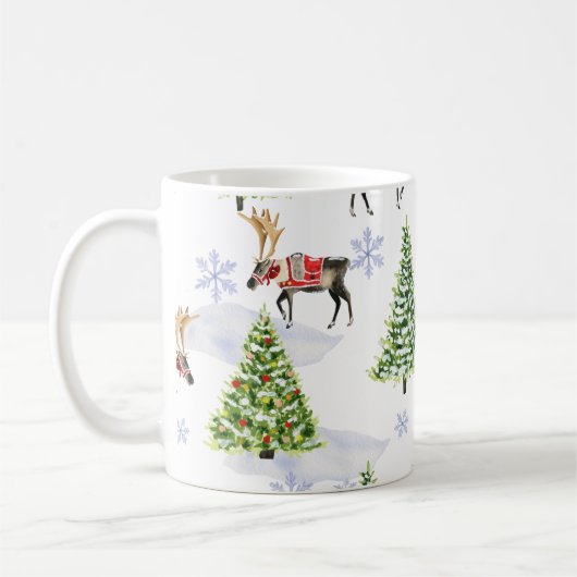 Reindeer Christmas Tree Pattern Kaffeetasse (Links)