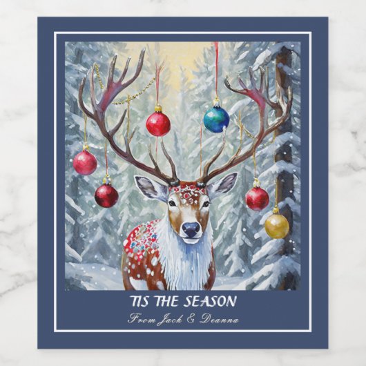 Reindeer Christmas Weinetikett (Einzelnes Label)