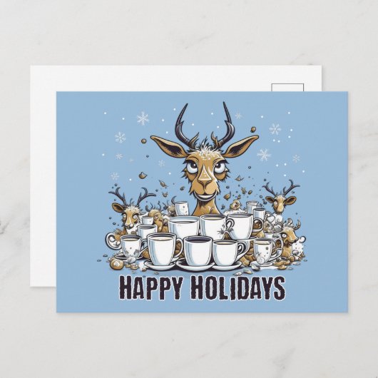 Reindeer Coffee Postkarte (Vorne/Hinten)