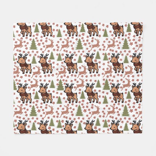 Reindeer cute floral mug fleecedecke (Vorderseite (Horizontal))