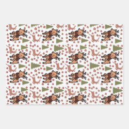 Reindeer cute floral mug geschenkpapier set