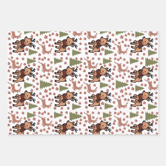 Reindeer cute floral mug geschenkpapier set (Vorderseite)
