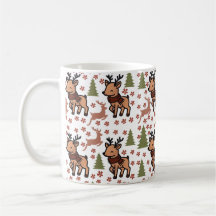 Reindeer cute floral mug