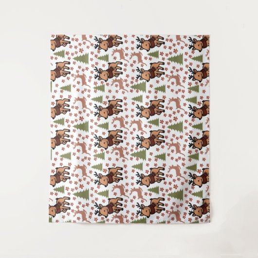 Reindeer cute floral mug wandteppich (Vorderseite)