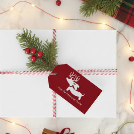 Reindeer Dachshund Christmas Personalized Gift Tag Geschenkanhänger