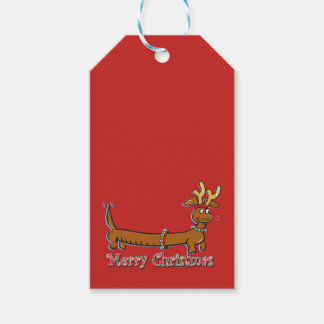 Reindeer Dackel Frohe Weihnachten Geschenkanhänger
