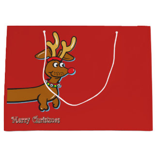 Reindeer Dackel Frohe Weihnachten Große Geschenktüte