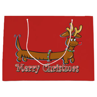 Reindeer Dackel Frohe Weihnachten Große Geschenktüte