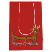 Reindeer Dackel Frohe Weihnachten Mittlere Geschenktüte (Rückseite)