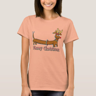 Reindeer Dackel Frohe Weihnachten T-Shirt