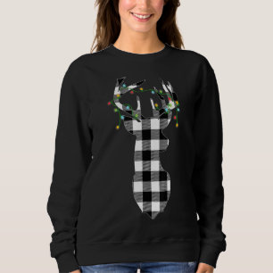 Reindeer Deer Buffalo Kariertes Weihnachtslicht Pa Sweatshirt