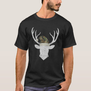 Reindeer Deer Camouflage Weihnachtsmannmütze Weihn T-Shirt