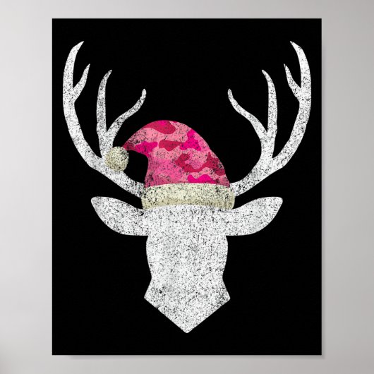 Reindeer Deer Nk Camo Santa Hat Christmas Pajama H Poster (Vorne)
