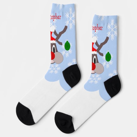 Reindeer Design Christmas Socken (Linkes Detail)