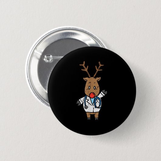 Reindeer Doctor Nurse Stethoscope Medical Christma Button (Vorne & Hinten)