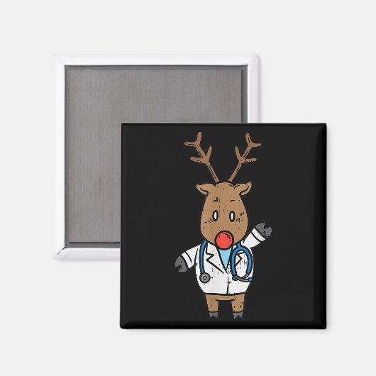 Reindeer Doctor Nurse Stethoscope Medical Christma Magnet (Vorderseite/Rückseite)