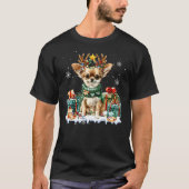 Reindeer Dog Christmas Lights Chihuahua Santa Hat T-Shirt (Vorderseite)