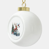 Reindeer driving a beetle with christmas treeb keramik Kugel-Ornament (Rechts)